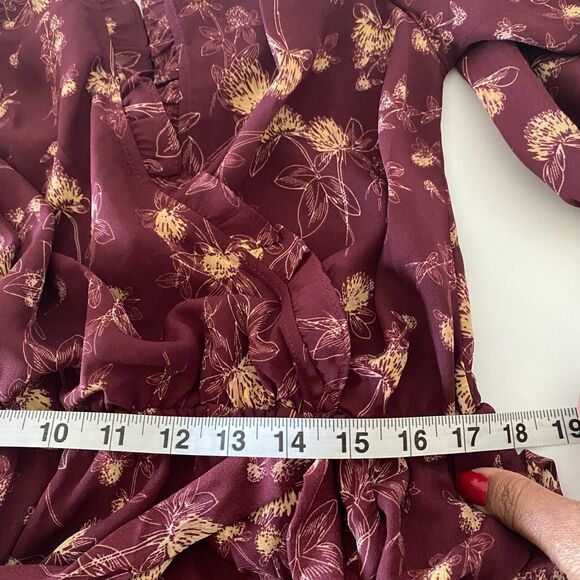 Max Studio Women's Wrap Knee Dress 3/4 Sleeve Floral Burgundy Size Small NWT - Picture 10 of 13